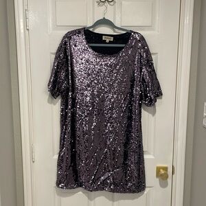 Purple Sequin Mini Dress